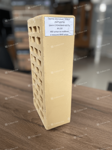 Облицовочный кирпич Tereх одинарный 1 НФ Слоновая кость гладкий, М175